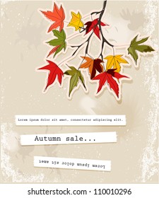 Card with autumn leaves 2. Vector illustration EPS10