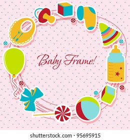 Card with baby element. Vector illustration.