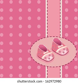 card for baby girl shoes vector