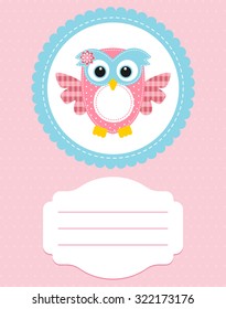 card baby pink owl 