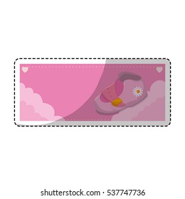 card with baby shoe for girl icon over white background. colorful design. vector illustration
