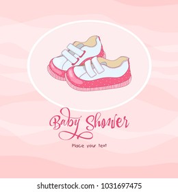 Card For Baby Shower, Girl Shoes