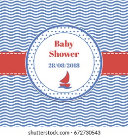Card Baby Shower in the marine theme with the ship