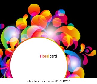 Fondo de la tarjeta. Resumen de caídas de color brillantes y lugar limpio para el texto.