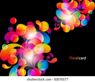 Fondo de la tarjeta. Resumen de caídas de color brillantes y lugar limpio para el texto.