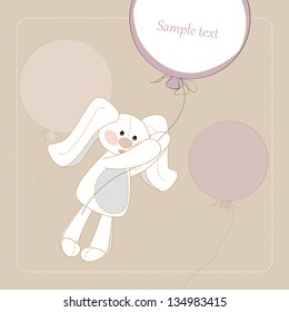 card background beautiful bunny holding a ball