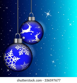 card background Christmas tree ornaments