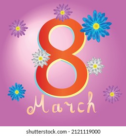 card, background, congratulations on International Women's Day made in gentle colors and the image of daisies