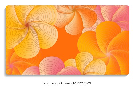 card background  with graphic vortex flowers in orange shades