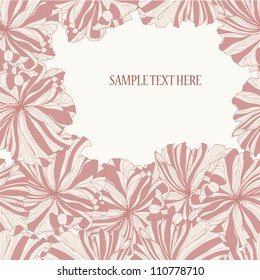 Card with a background of red flowers