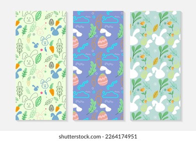 
Card Background st of Easter seamless Patterns Endless texture for web, picnic tablecloth, wrapping paper. Pattern templates in Swatches panel