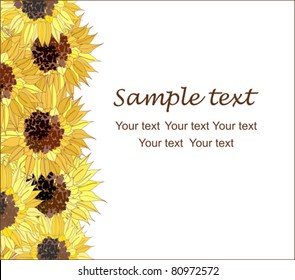 Card a background with yellow sunflowers