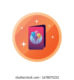 tarjeta con globos estilo gradiente diseño icono, fiesta celebración fiesta feliz cumpleaños sorpresa aniversario de fiesta y tema decorativo Ilustración vectorial