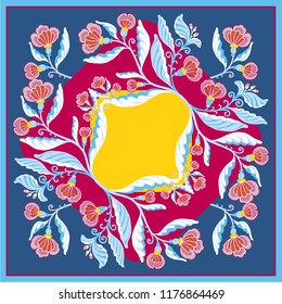 Card, bandana print, kerchief design, napkin Ready for print