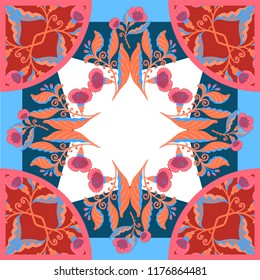 Card, bandana print, kerchief design, napkin Ready for print