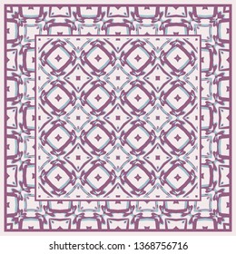 Card, bandana print, kerchief design, napkin. Vector retro pattern. Ideal for printing on fabric or paper