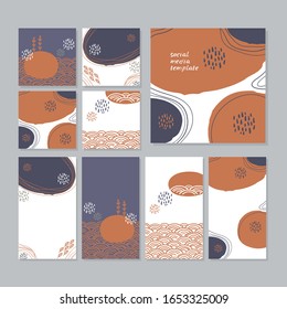 Card banner design collection japanese doodle scandinavian style white gray beige tan brown grunge background. ornament trend of the season. Abstract tile template frame for text copy space. Vector