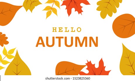 Card, banner or poster flat vector template on 'Hello Autumn