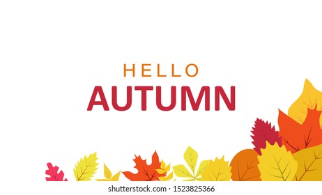 Card, banner or poster flat vector template on 'Hello Autumn