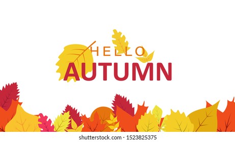 Card, banner or poster flat vector template on 'Hello Autumn
