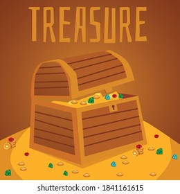 Heavy wooden chest full of ancient gold treasures Vector Image