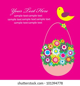 card basket with flowers.vector illustration