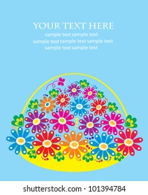 card basket with flowers.vector illustration