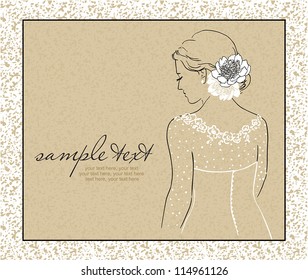 card with beautiful bride silhouette