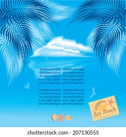 card beautiful sea and palm