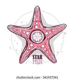 Card with beautiful starfish.
