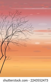 Card. Beautiful sunset. Color vector illustration. Background.
