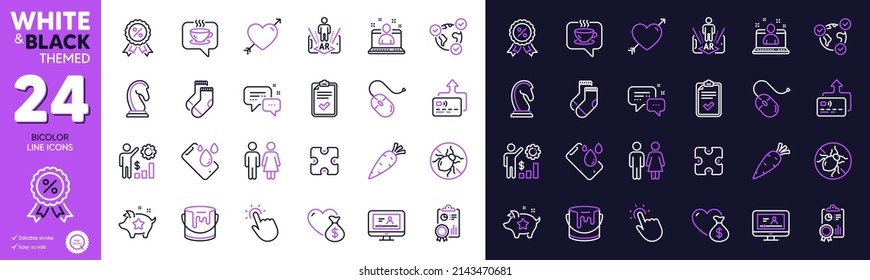 Card, Bed bugs and Smartphone waterproof line icons for website, printing. Collection of Puzzle, Carrot, Computer mouse icons. Inspect, Employees wealth, Employees messenger web elements. Vector