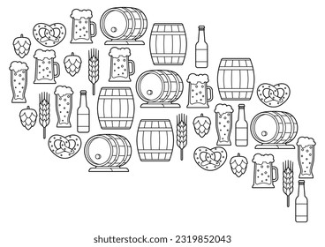 Card with beer objects. Beer festival or Oktoberfest.