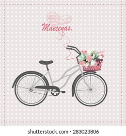 Card with bike. Vector illustration. 