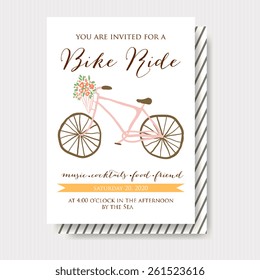 Card with bike. Vector illustration. Time for a bike ride.