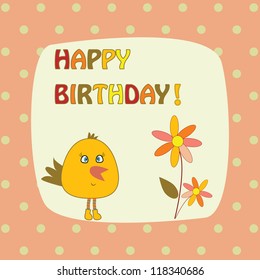 card with bird and flowers
