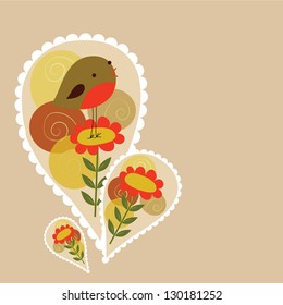 Card with bird and flowers