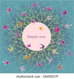 Card with birds and flowers - vector