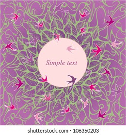 Card with birds and flowers - vector