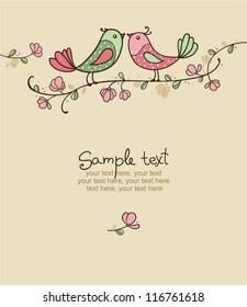 card with birds - invitation for party or wedding