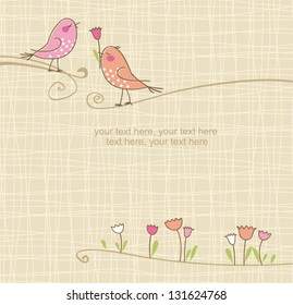 card with birds - invitation for party or wedding