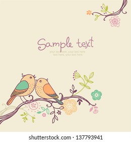 card with birds - invitation for party or wedding