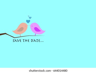 card with birds - invitation for party or wedding