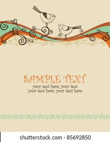 card with birds - invitation for party or wedding