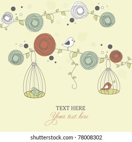 Card with birds on a branch