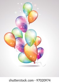 Card to birthday, with balloons