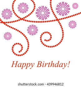 
card birthday greeting. Flowers and beads for a holiday.Vector holiday illustration.