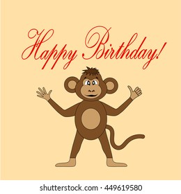 Card for birthday with a monkey in EPS 10 v