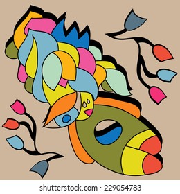Card for birthday recognition in love. Girl with crown.Cards of congratulations.Childish vector card in sweet colors. 