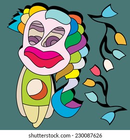 Card for birthday recognition in love. Girl with crown.Cards of congratulations.Childish vector card in sweet colors. 